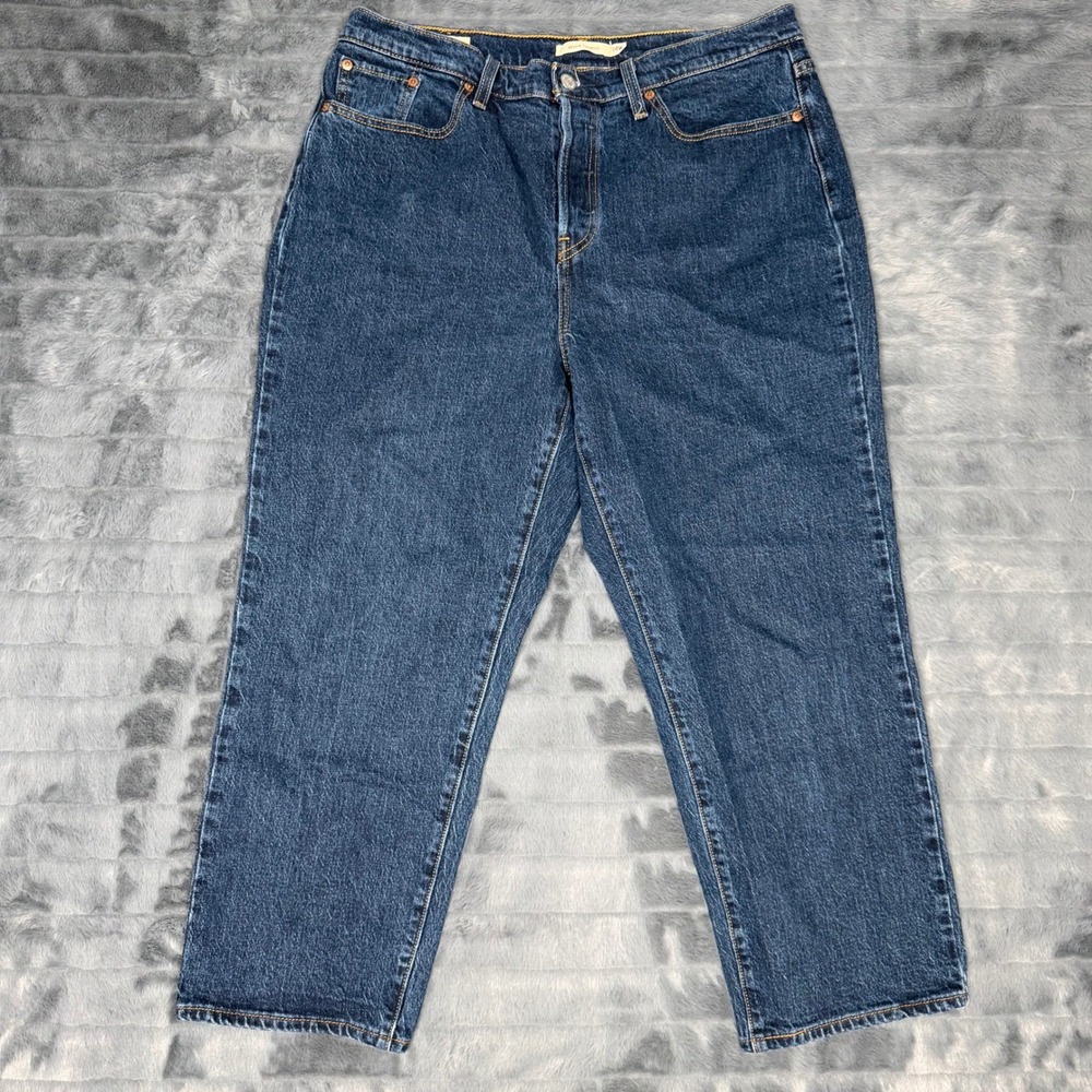 Levis Premium Wedgie Straight Jeans Womens 14W Dark Wash High Rise Denim